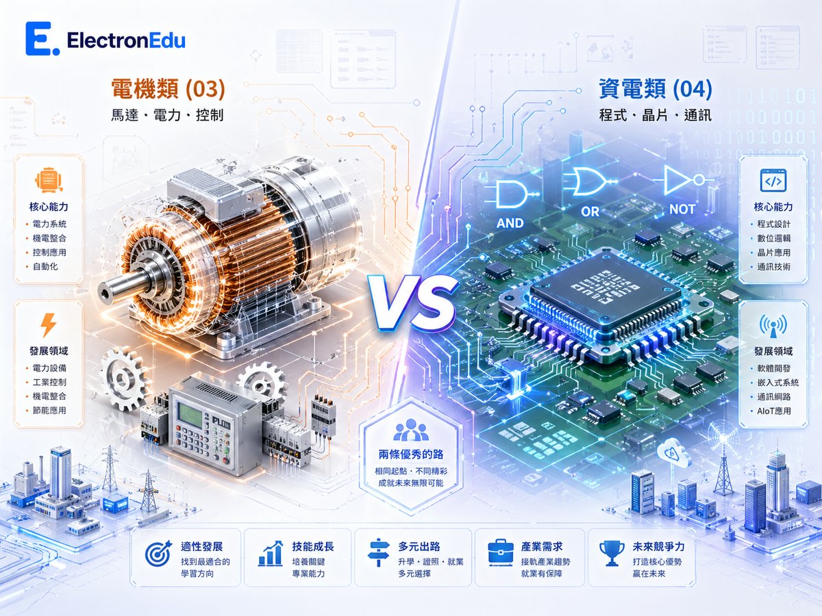 電機類 vs 資電類差在哪?一張表看懂專二、能力與出路